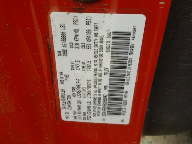 3D7KA28D83G858847 - 2003 DODGE RAM 2500 S RED photo 10