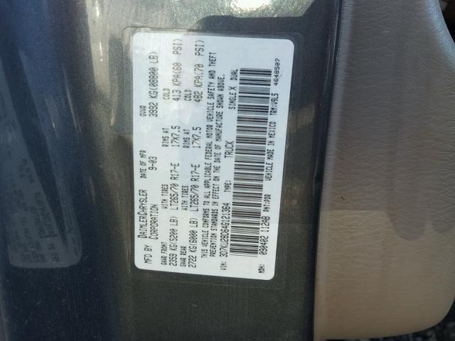 3D7KU28D64G121364 - 2004 DODGE RAM 2500 S CHARCOAL photo 10