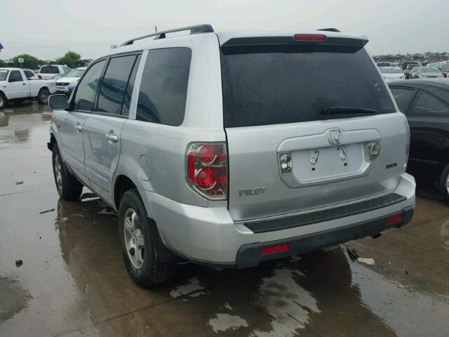 5FNYF28497B004287 - 2007 HONDA PILOT EX SILVER photo 3