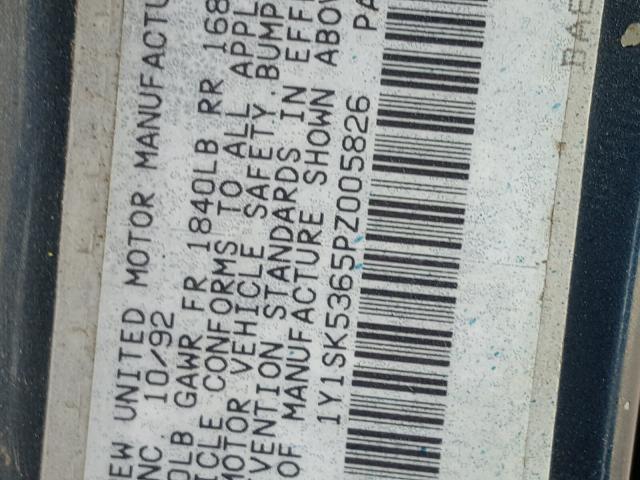 1Y1SK5365PZ005826 - 1993 GEO PRIZM BASE ლურჯი ფოტო 10