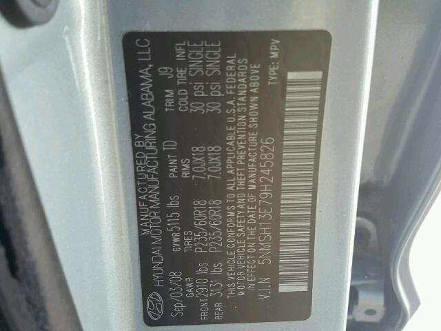 5NMSH13E79H245826 - 2009 HYUNDAI SANTA FE S Dəniz mavisi foto 10