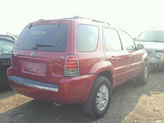 4M2YU56195DJ26128 - 2005 MERCURY MARINER RED photo 4