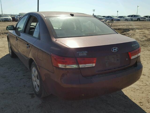 5NPET46C28H386845 - 2008 HYUNDAI SONATA GLS MAROON photo 3