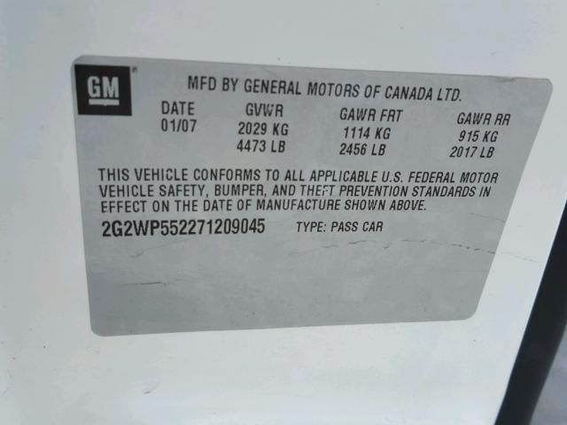 2G2WP552271209045 - 2007 PONTIAC GRAND PRIX Ağ foto 10