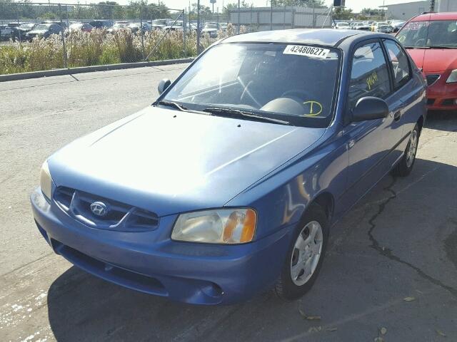 KMHCF35G92U203379 - 2002 HYUNDAI ACCENT L BLUE photo 2