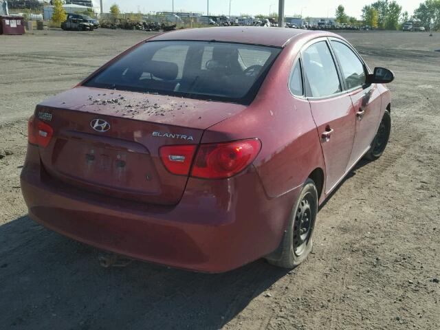 KMHDU45D49U780028 - 2009 HYUNDAI ELANTRA RED photo 4