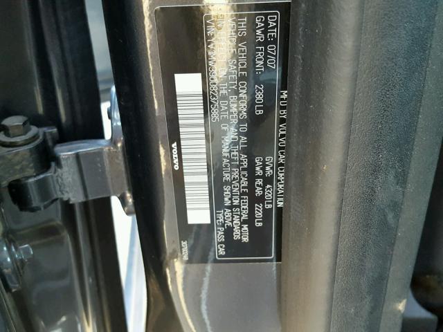 YV1MW390082375885 - 2008 VOLVO V50 2.4I SILVER photo 10