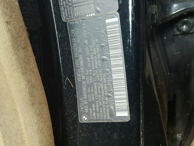 WBAGN63423DR09689 - 2003 BMW 745 LI Noir photo 10
