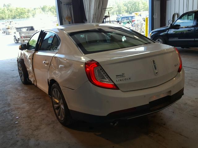1LNHL9DK0DG605798 - 2013 LINCOLN MKS WHITE photo 3