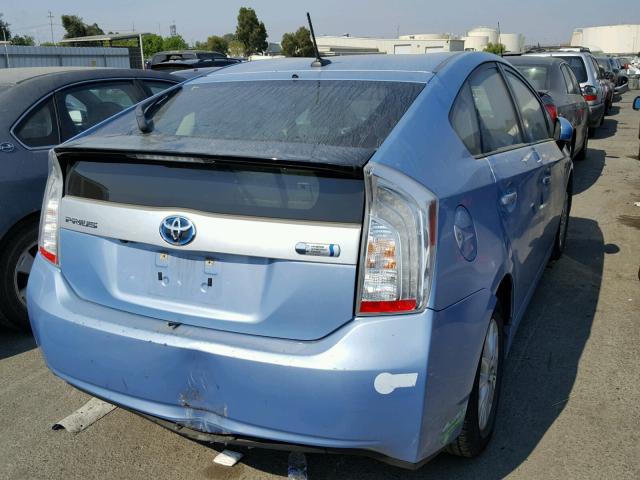 JTDKN3DP5D3031400 - 2013 TOYOTA PRIUS PLUG BLUE photo 4