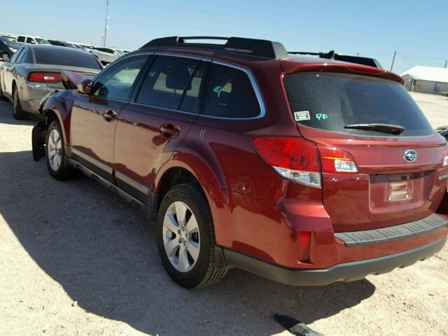 4S4BRCLC6B3367200 - 2011 SUBARU OUTBACK 2. BURGUNDY photo 3