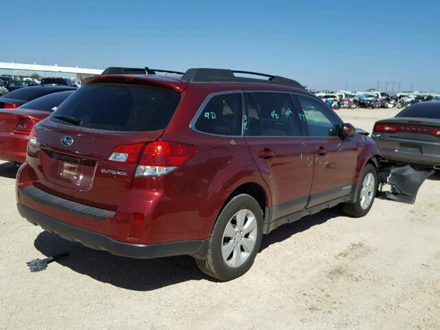 4S4BRCLC6B3367200 - 2011 SUBARU OUTBACK 2. BURGUNDY photo 4