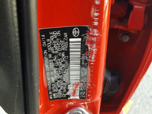 JTDKDTB37E1565112 - 2014 TOYOTA PRIUS C RED photo 10