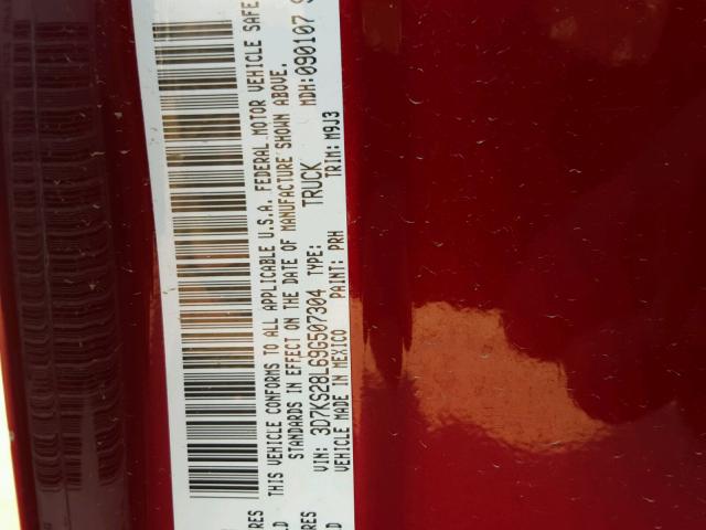 3D7KS28L69G507304 - 2009 DODGE RAM 2500 RED photo 10