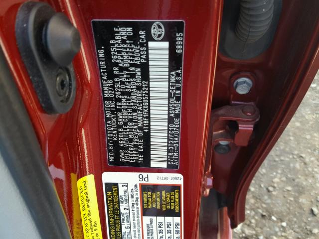 4T1BF1FKXGU575212 - 2016 TOYOTA CAMRY LE 红色 照片 10