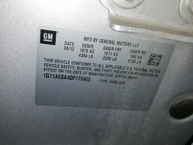 1G11A5SA4DF170460 - 2013 CHEVROLET MALIBU LS Gümüş foto 10