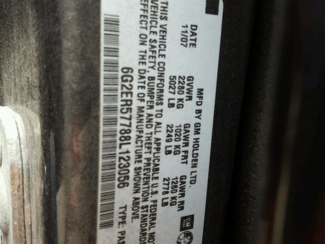 6G2ER57788L123056 - 2008 PONTIAC G8 BLACK photo 10