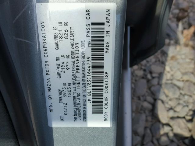 JM1BL1V83C1644739 - 2012 MAZDA 3 I GRAY photo 10