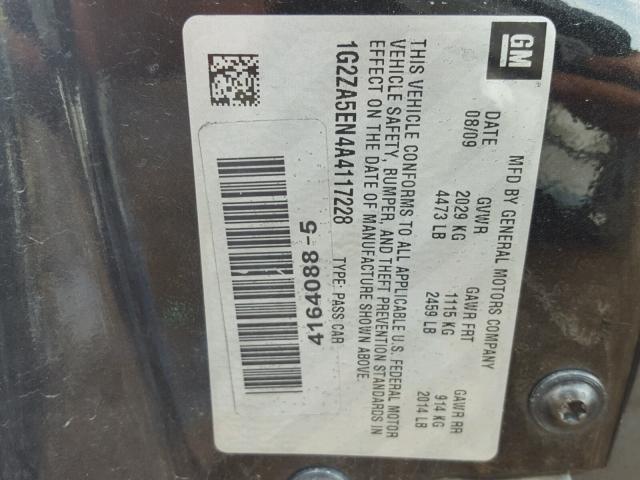 1G2ZA5EN4A4117228 - 2010 PONTIAC G6 BLACK photo 10