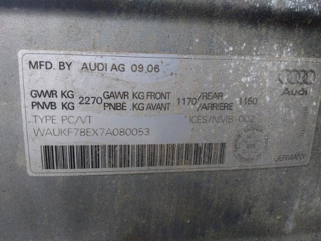 WAUKF78EX7A080053 - 2007 AUDI A4 2.0T AV GRAY photo 9