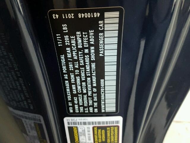 WVWFW7AH4CV014898 - 2012 VOLKSWAGEN EOS LUX 蓝色 照片 10