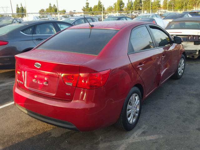 KNAFU4A21B5349886 - 2011 KIA FORTE EX RED photo 4