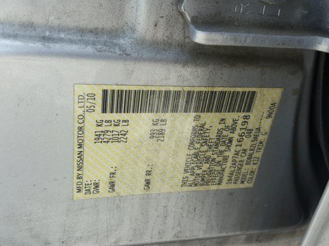 1N4AL2AP7AC166198 - 2010 NISSAN ALTIMA BAS SILVER photo 10