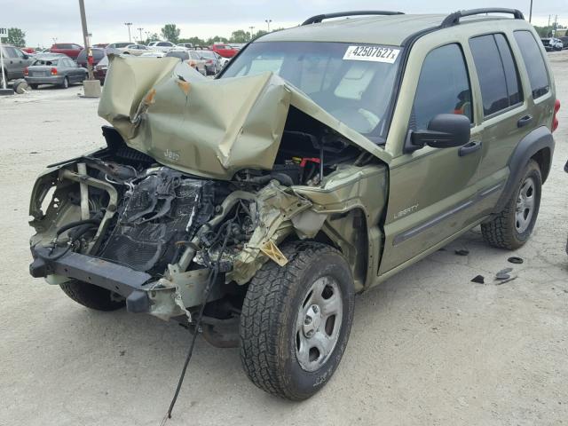 1J4GL48K34W255273 - 2004 JEEP LIBERTY SP GREEN photo 2