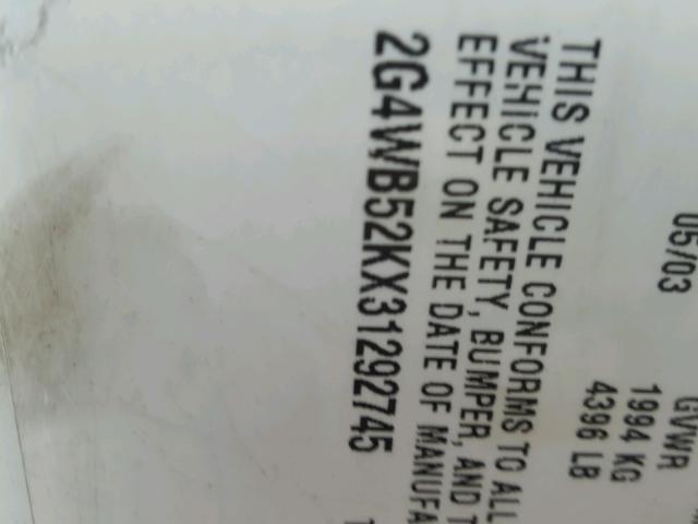 2G4WB52KX31292745 - 2003 BUICK REGAL LS WHITE photo 10