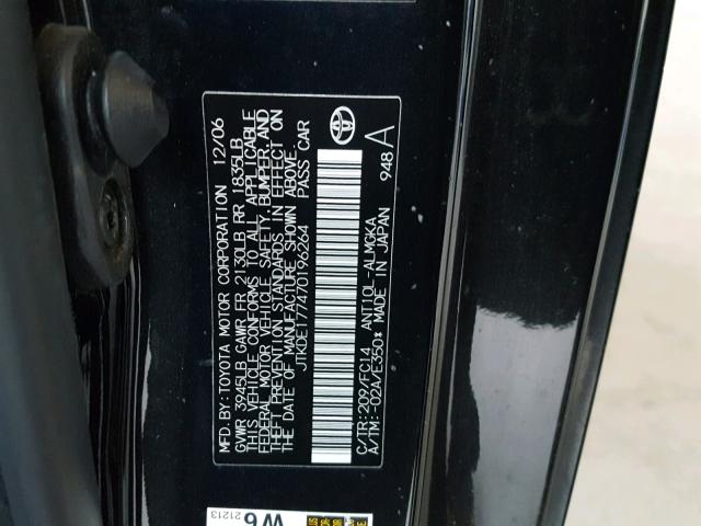 JTKDE177470196264 - 2007 TOYOTA SCION TC 黑色 照片 10