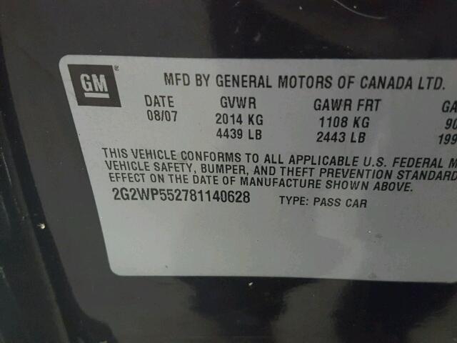 2G2WP552781140628 - 2008 PONTIAC GRAND PRIX BROWN photo 10