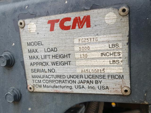 A45L00815 - 2003 TCM FORKLIFT ყვითელი ფოტო 10