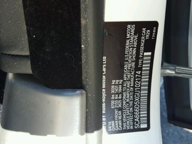 SCA666D5XGU102174 - 2016 ROLLS-ROYCE DAWN WHITE photo 10