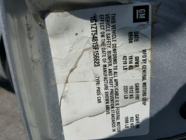 1G1ZT54815F156623 - 2005 CHEVROLET MALIBU LS ვერცხლისფერი ფოტო 10