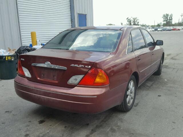 4T1BF28B1YU016409 - 2000 TOYOTA AVALON XL RED photo 4