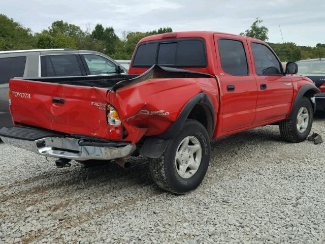 5TEGM92N12Z884582 - 2002 TOYOTA TACOMA DOU RED photo 4