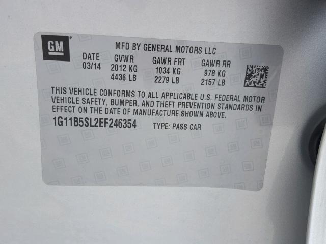 1G11B5SL2EF246354 - 2014 CHEVROLET MALIBU LS SILVER photo 10