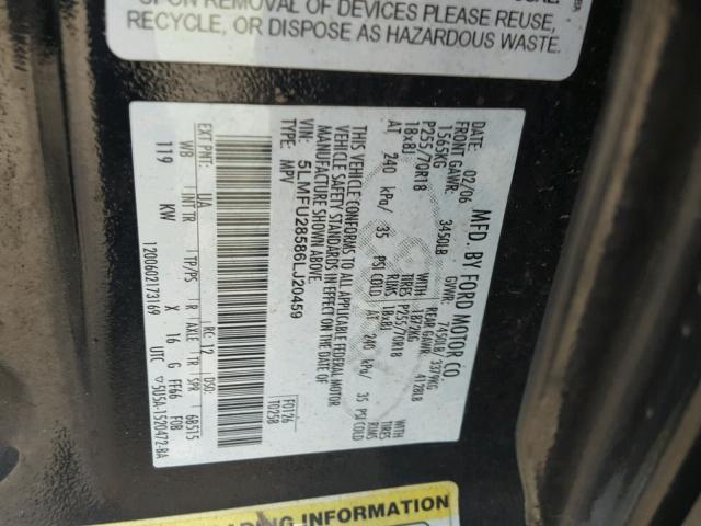 5LMFU28586LJ20459 - 2006 LINCOLN NAVIGATOR 黑色 照片 10