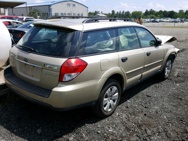 4S4BP60C287366462 - 2008 SUBARU OUTBACK BEIGE photo 4