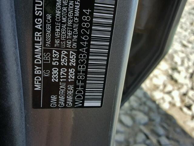 WDDHF8HB3BA462884 - 2011 MERCEDES-BENZ E GRAY photo 10