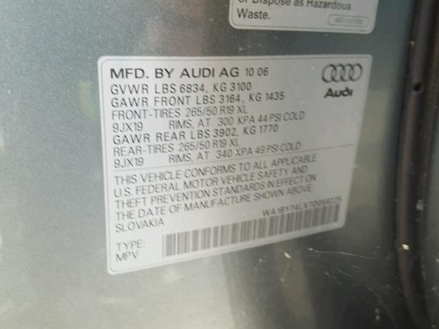 WA1BY74LX7D058225 - 2007 AUDI Q7 3.6 QUA BLUE photo 10