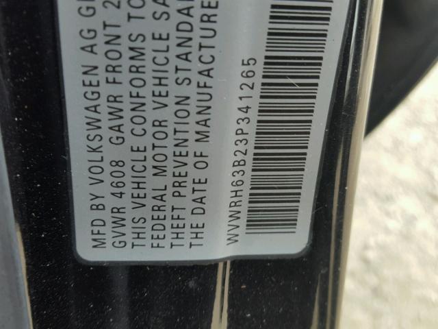 WVWRH63B23P341265 - 2003 VOLKSWAGEN PASSAT GLX BLACK photo 10