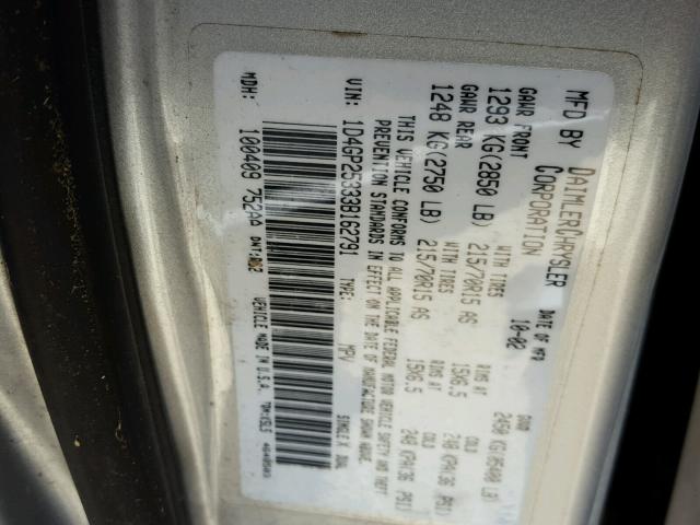 1D4GP25333B162791 - 2003 DODGE CARAVAN SE GRAY photo 10