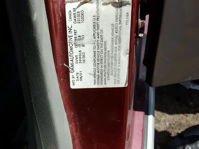 2CNBE634426903978 - 2002 CHEVROLET TRACKER LT MAROON photo 10