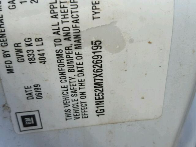 1G1NE52M7X6269195 - 1999 CHEVROLET MALIBU LS WHITE photo 10