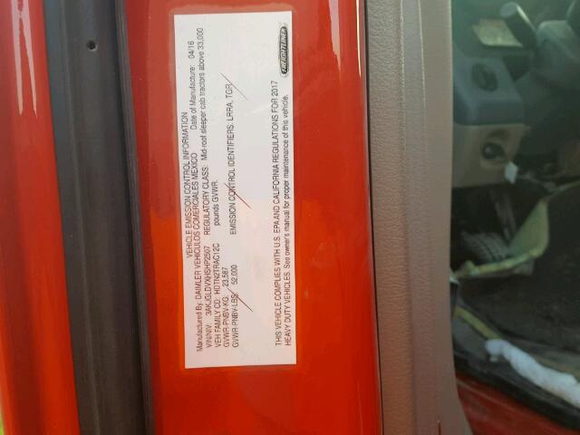 3AKJGLDVXHSHP2507 - 2017 FREIGHTLINER CASCADIA 1 RED photo 10