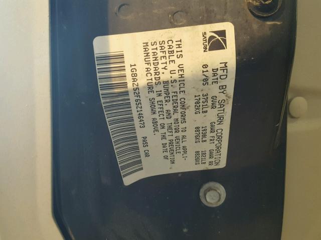 1G8AZ52F65Z146473 - 2005 SATURN ION LEVEL GOLD photo 10