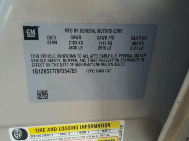 1G1ZK57779F254793 - 2009 CHEVROLET MALIBU თაფლისფერი ფოტო 10