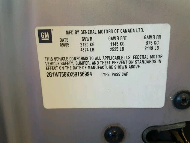 2G1WT58KX69156994 - 2006 CHEVROLET IMPALA 银色 照片 10