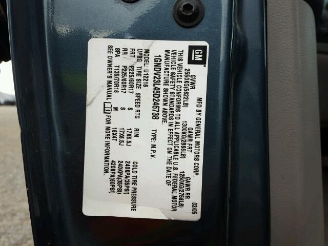 1GNDV23L45D246738 - 2005 CHEVROLET UPLANDER L 蓝色 照片 10